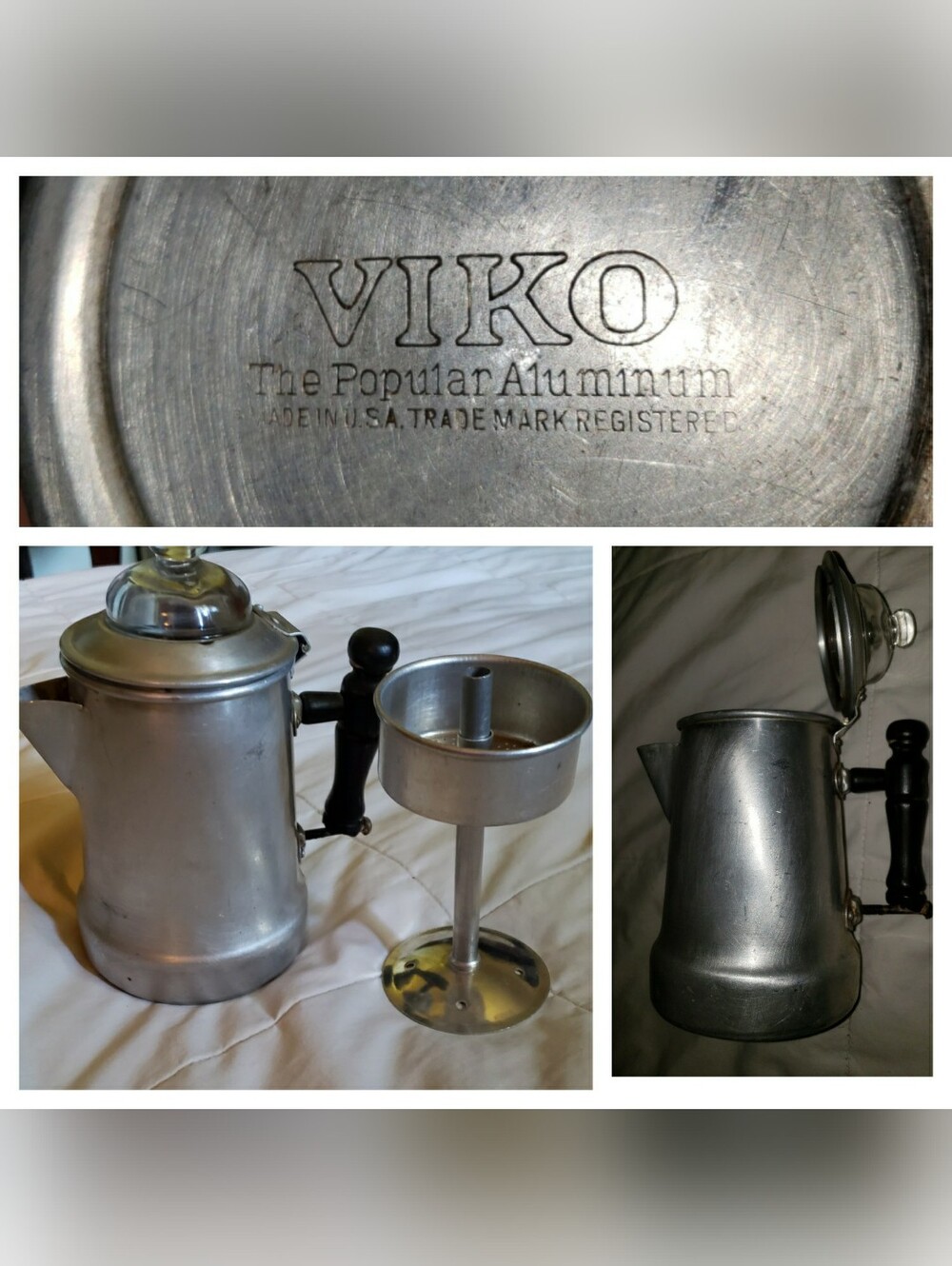 Vintage 1950 VIKO 1 Cup Aluminum Coffee Percolator -